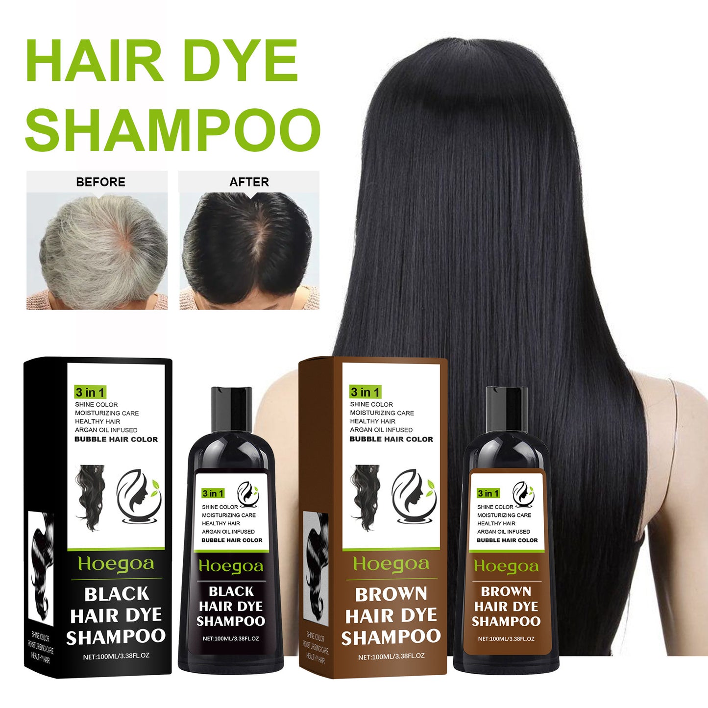 🏆Flash Sale⚡ 50K+ SOLD! Almost Gone-💥 Hair Dye 3-in-1 Shampoo Haircare - JSS6