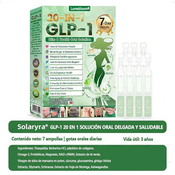 Lumebloom® GLP-1 20 en 1 Suplemento Adelgazante (Resultados Visibles en 7 Días) ayuda a mejorar la obesidad, la salud cardiovascular, la diabetes, la salud intestinal, los problemas articulares, una piel más firme y un aumento de energía.-XA