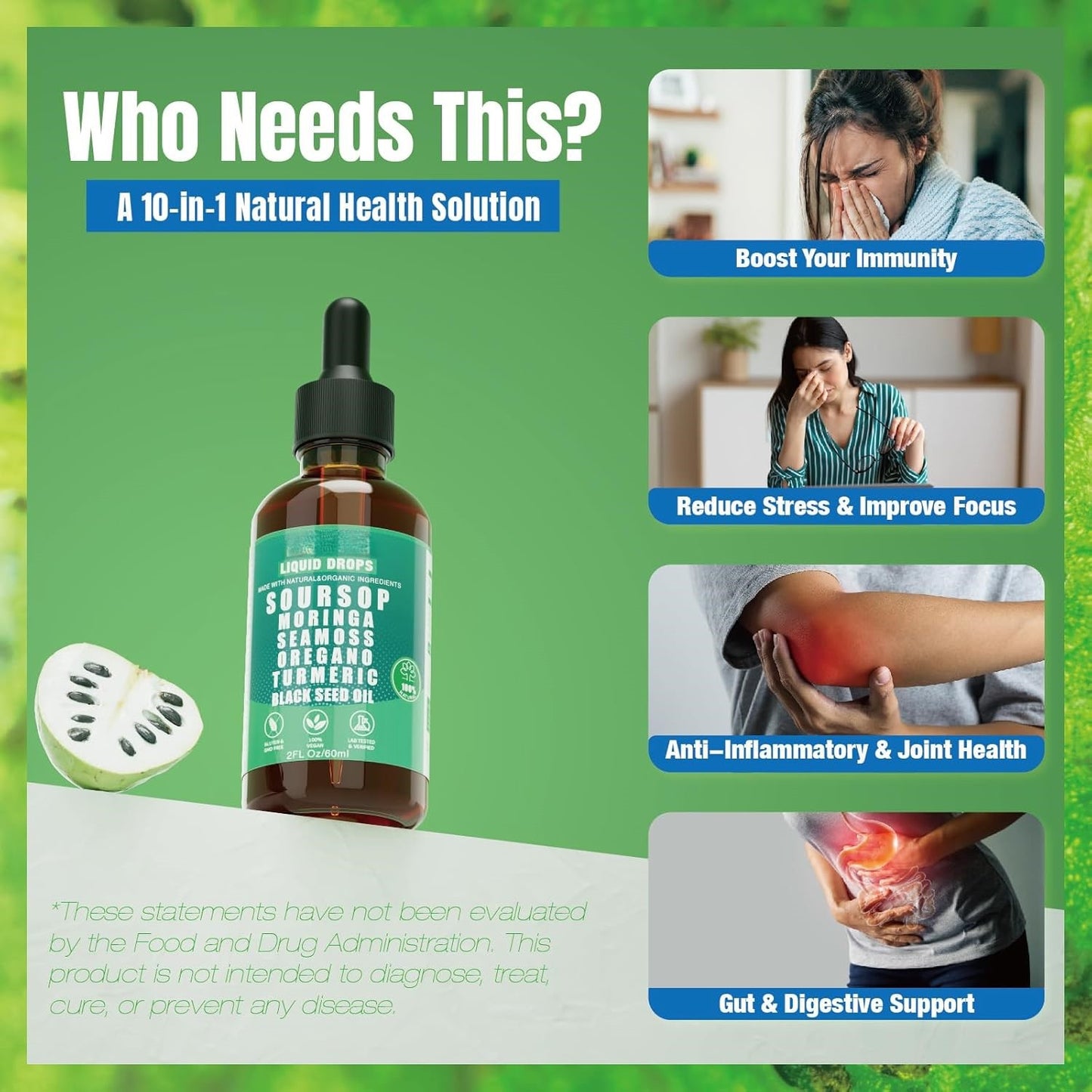 šFlash Saleā”100K+ SOLD! Almost Gone-š„š#1 Pure Soursop 10 in 1 Liquid Drops Extract-CCC8