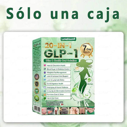Lumebloom® GLP-1 20 en 1 Suplemento Adelgazante (Resultados Visibles en 7 Días) ayuda a mejorar la obesidad, la salud cardiovascular, la diabetes, la salud intestinal, los problemas articulares, una piel más firme y un aumento de energía.-XA