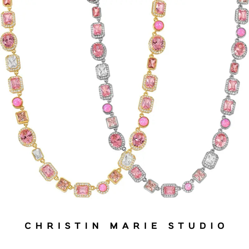 🏆Flash Sale⚡ 50K+ SOLD! Almost Gone💥-Amour Pink Solstice Gemstone Necklace-H1
