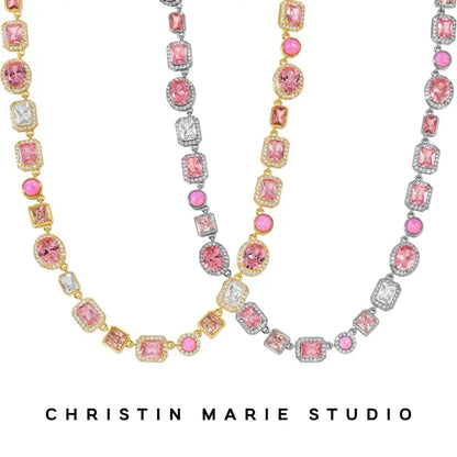 🏆Flash Sale⚡ 50K+ SOLD! Almost Gone💥-Amour Pink Solstice Gemstone Necklace-H1