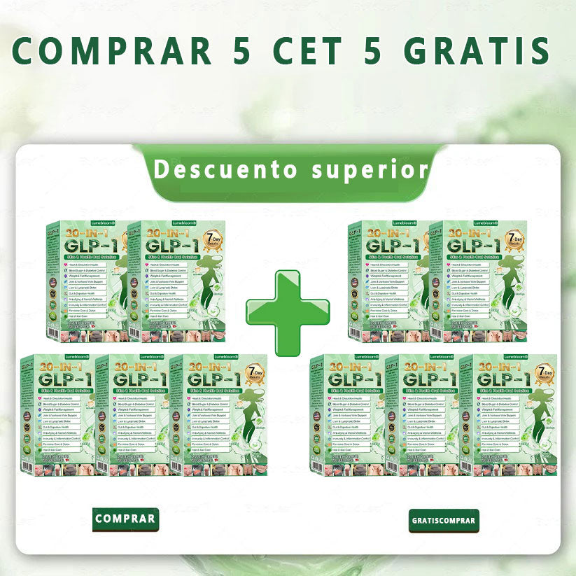 Lumebloom® GLP-1 20 en 1 Suplemento Adelgazante (Resultados Visibles en 7 Días) ayuda a mejorar la obesidad, la salud cardiovascular, la diabetes, la salud intestinal, los problemas articulares, una piel más firme y un aumento de energía.-ZZQ