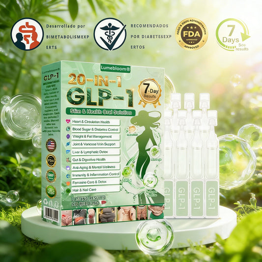 Lumebloom® GLP-1 20 en 1 Suplemento Adelgazante (Resultados Visibles en 7 Días) ayuda a mejorar la obesidad, la salud cardiovascular, la diabetes, la salud intestinal, los problemas articulares, una piel más firme y un aumento de energía.-TJY