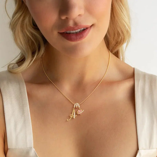 🏆Flash Sale⚡ 50K+ SOLD! Almost Gone💥-14K Gold Plated 3-Layering Initial A-Z Letter Pendant Necklaces for Women Snake Chain Choker-H1