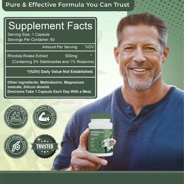 🏆Flash Sale⚡ 50K+ SOLD! Almost Gone-💥🏆Floraviva Rhodiola Rosea Capsules-H1