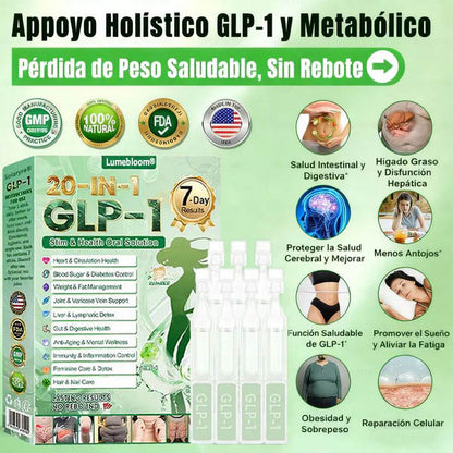 Lumebloom® GLP-1 20 en 1 Suplemento Adelgazante (Resultados Visibles en 7 Días) ayuda a mejorar la obesidad, la salud cardiovascular, la diabetes, la salud intestinal, los problemas articulares, una piel más firme y un aumento de energía.-XA