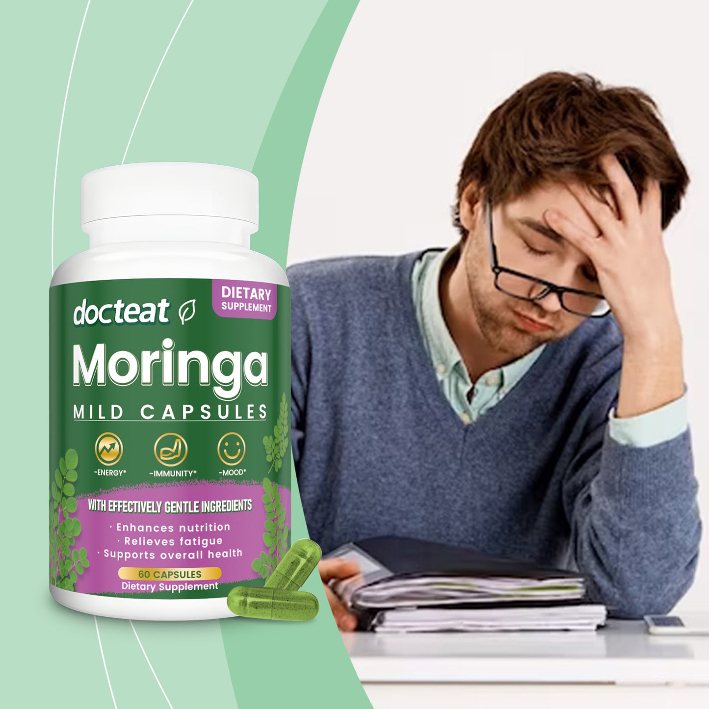 💥Brand-new upgraded version⚡50K+ SOLD!👇Moringa Capsules Immune Support - JSS6