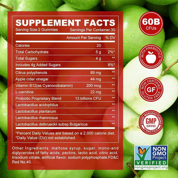 🏆#1 Best Seller ⏰50K+ SOLD! Almost Gone-💥Apple Cider Vinegar Gummies，Supports Detox & Cleansing-ABB8