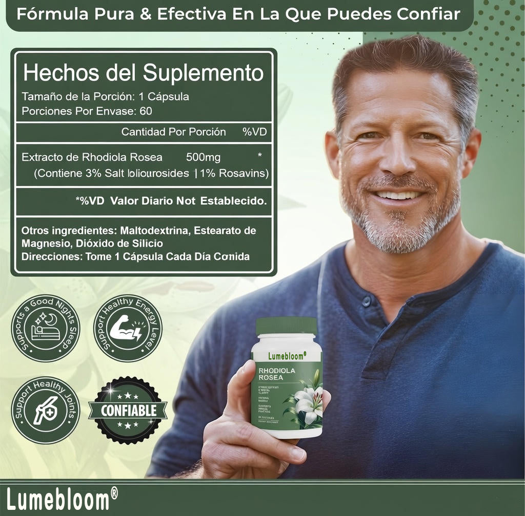 🚀 ¡Energía Max, Cero Estrés y Baja de Peso! ✨ Rhodiola Rosea: Tu Adaptógeno 4-en-1 🛡️GD